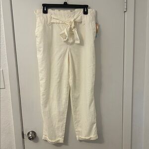One 5 One white Tie-Waist Pants stretch